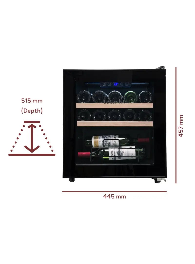 LECAVIST 14 Bottle Wine Cabinet Single Zone Black LEK14PV - Freestanding - Lecavist AU