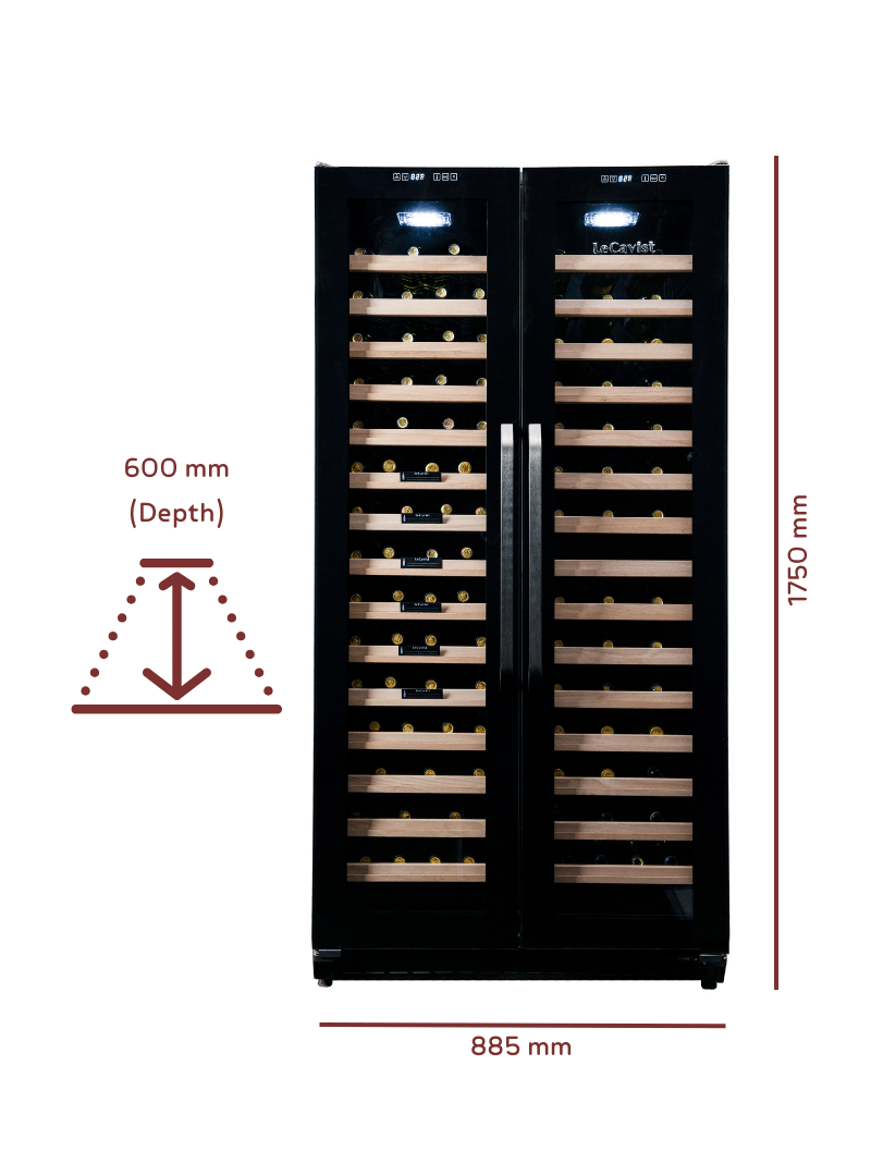 LECAVIST 188 Bottle Wine Cabinet Dual Zone Side by Side Black LCS200VN2Z2D - Built - In - Lecavist AU