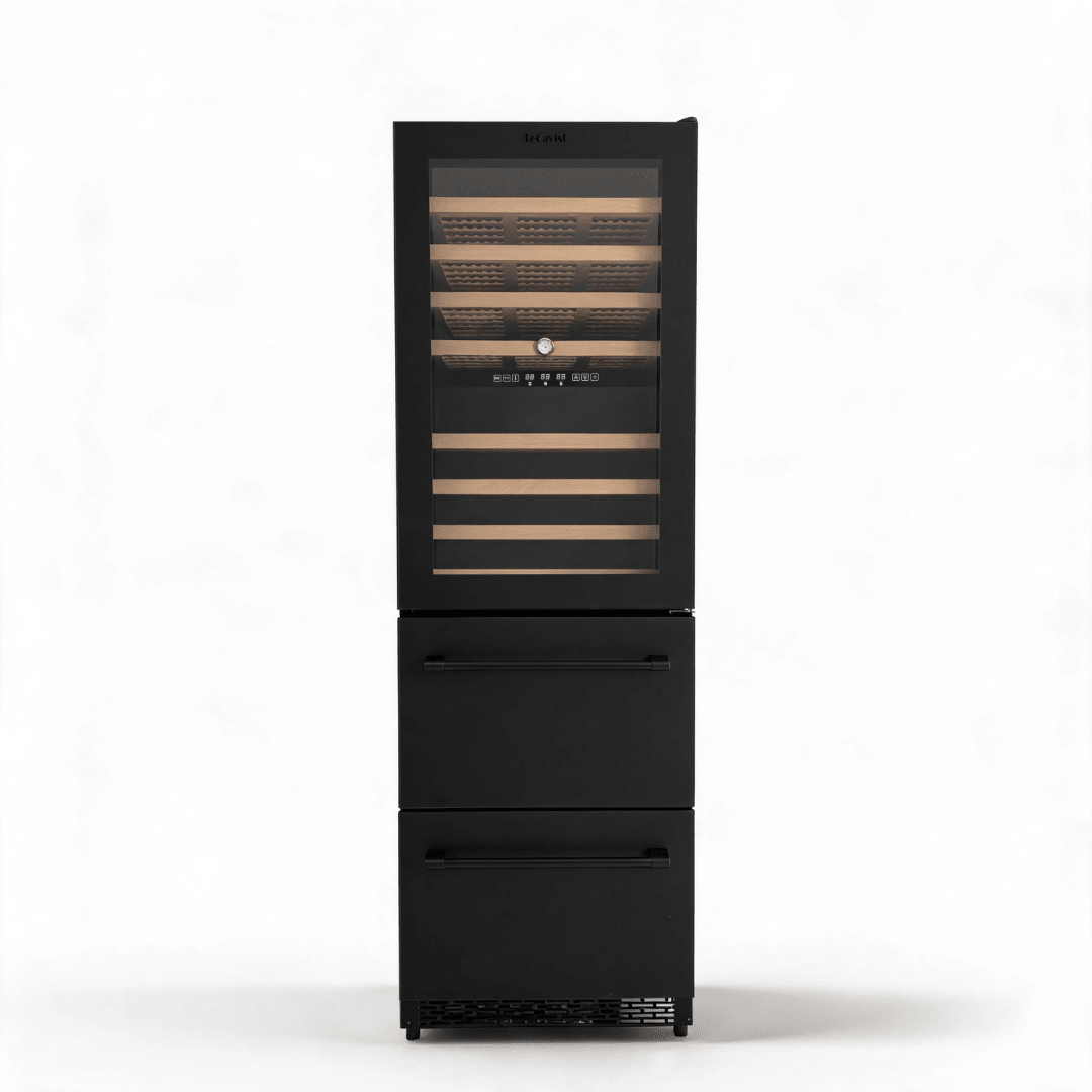 LECAVIST Wine Cabinet - 133 Bottle - Triple Zone with Beverage Drawers - Built-in - Black (LCS458VN2DP) - Built-In - LeCavist Wine Cabinets