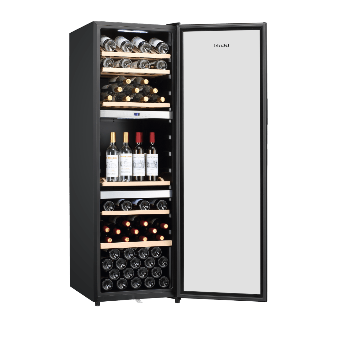 LECAVIST Wine Cabinet - 140 Bottle - Triple Zone - Freestanding - Black (LEK1403ZPV) - Freestanding - Lecavist Wine Cabinets
