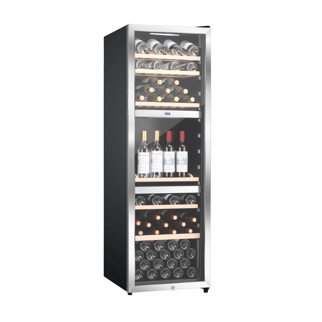 LECAVIST Wine Cabinet - 140 Bottle - Triple Zone - Freestanding - Stainless Steel (LEK1403ZPVX) - Freestanding - Lecavist Wine Cabinets
