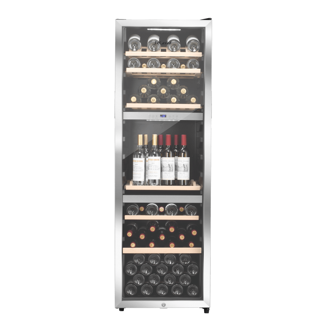 LECAVIST Wine Cabinet - 140 Bottle - Triple Zone - Freestanding - Stainless Steel (LEK1403ZPVX) - Freestanding - Lecavist Wine Cabinets