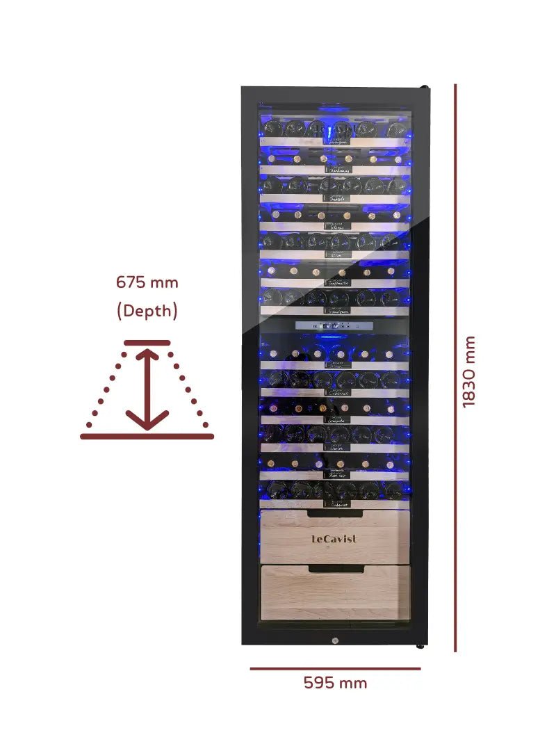 LECAVIST Wine Cabinet - 173 Bottle - Dual Zone - Freestanding (LCS230VN2Z1DFS) - Freestanding - Lecavist AU