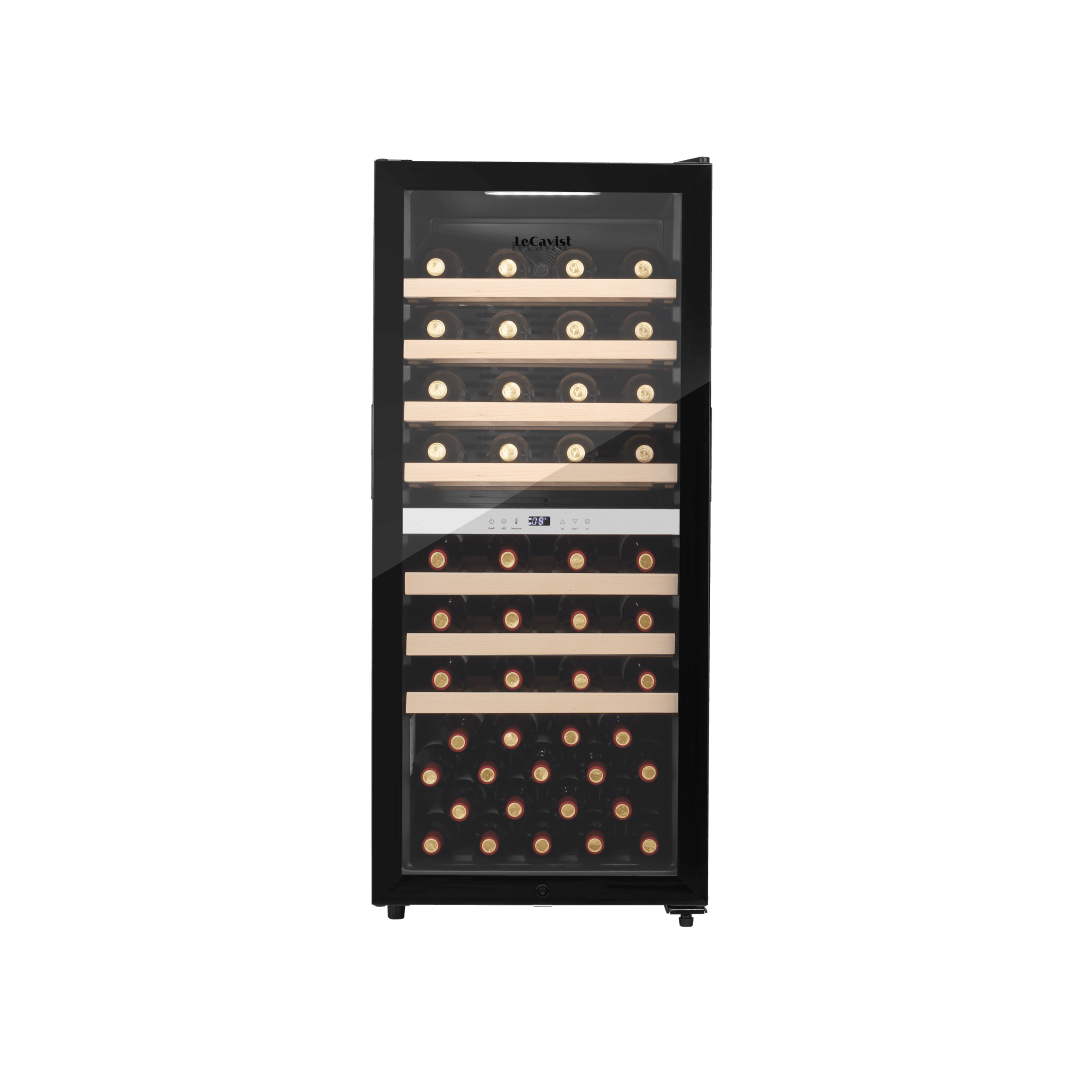 LECAVIST Wine Cabinet - 77 Bottle - Dual Zone - Freestanding - Black (LEK1052ZPVFS) - Freestanding - Lecavist Wine Cabinets