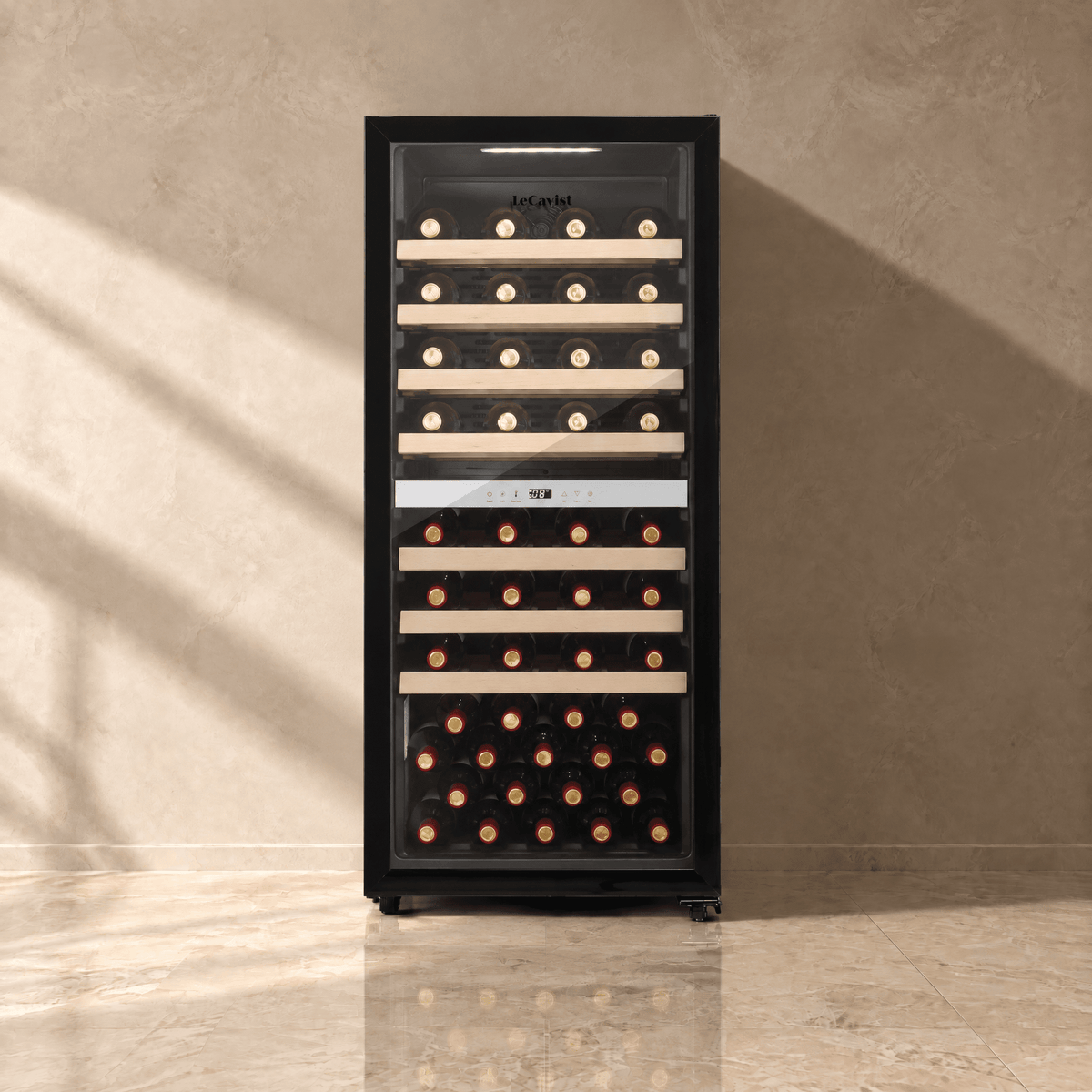 LECAVIST Wine Cabinet - 77 Bottle - Dual Zone - Freestanding - Black (LEK1052ZPVFS) - Freestanding - LeCavist Wine Cabinets