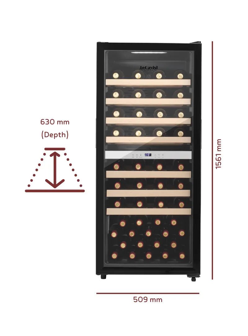 LECAVIST Wine Cabinet - 77 Bottle - Dual Zone - Freestanding (LEK1052ZPVFS) - Freestanding - Lecavist AU