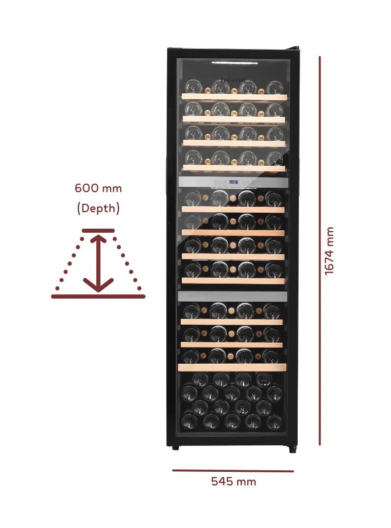 LECAVIST Wine Cabinet - 98 Bottle - Triple Zone - Freestanding (LEK1403ZPVFS) - Freestanding - Lecavist AU