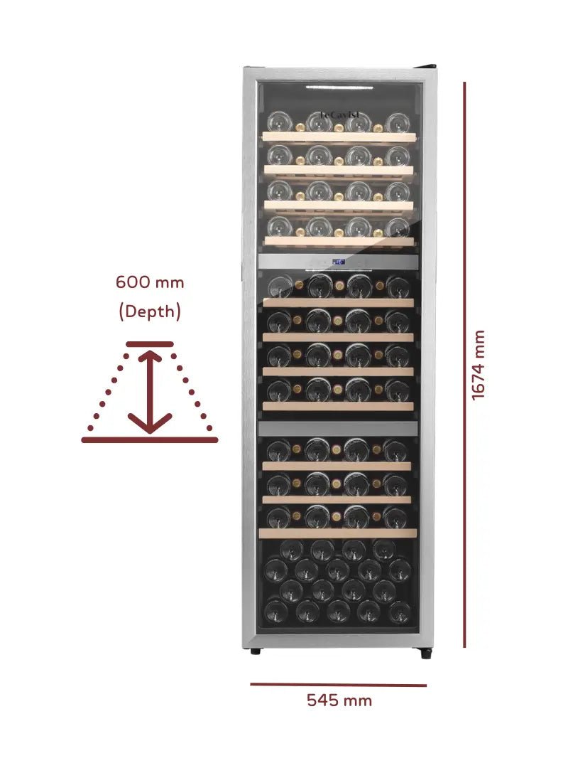 LECAVIST Wine Cabinet - 98 Bottle - Triple Zone - Freestanding (LEK1403ZPVXFS) - Freestanding - Lecavist AU