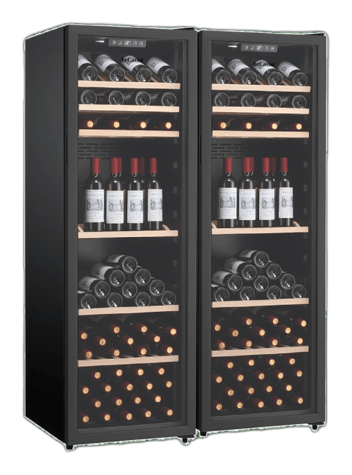 LeCavist Wine Cabinet Duo – 336 Bottle (2 × 168) – Single Zone – Freestanding - Black (LEK168PVX2)