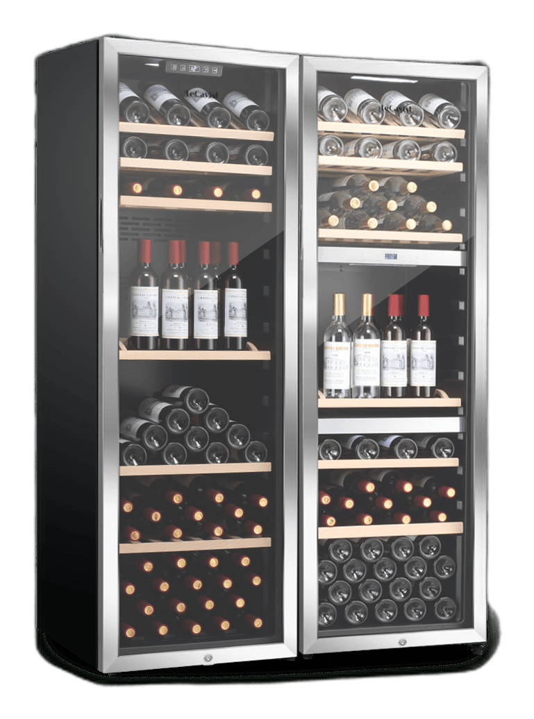 LeCavist Wine Cabinet Duo - 308 Bottle (140 + 168) - Triple Zone + Single Zone - Freestanding - Stainless Steel (LEK208PVXX2)
