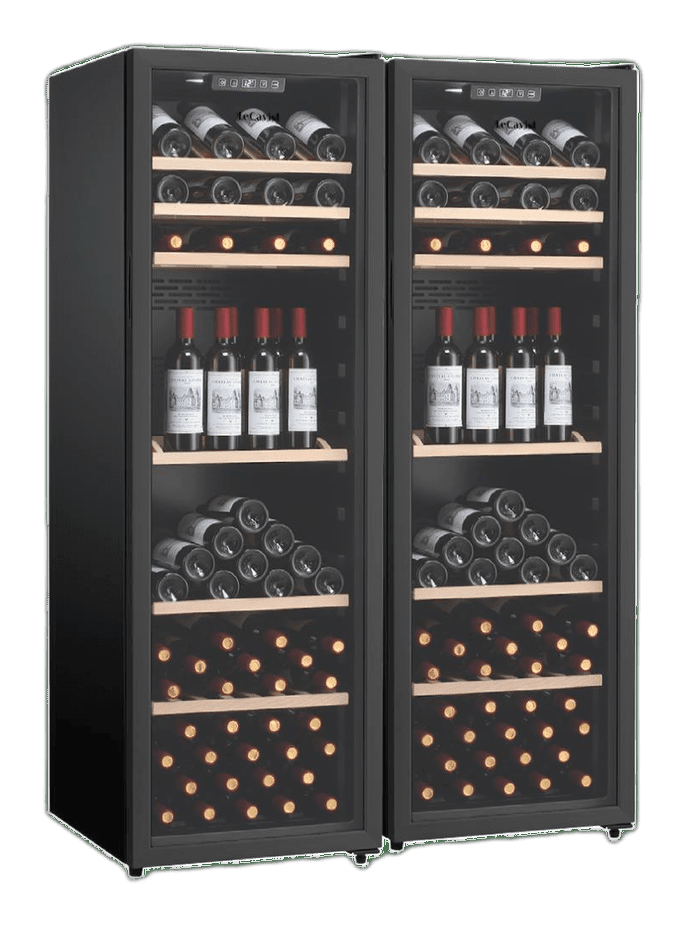 LeCavist Wine Cabinet Duo – 336 Bottle (2 × 168) – Single Zone – Freestanding - Black (LEK168PVX2)
