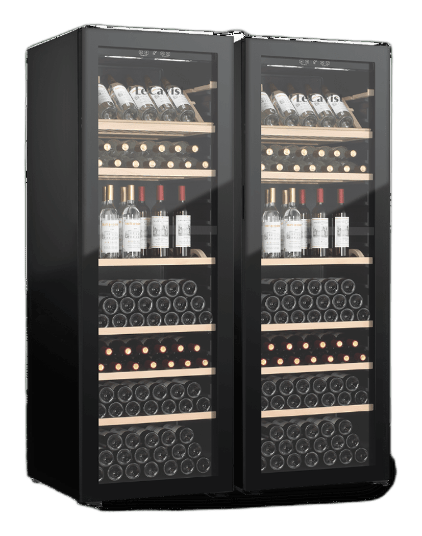 LeCavist Wine Cabinet Duo – 588 Bottle Capacity (2 × 294) – Single Zone – Freestanding – Black (LJ294VNX2)
