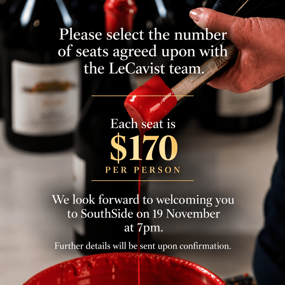 1 x seat to the LeCavist Wine Circle Nebbiolo dinner Brisbane 19/11 - LeCavist Wine Cabinets