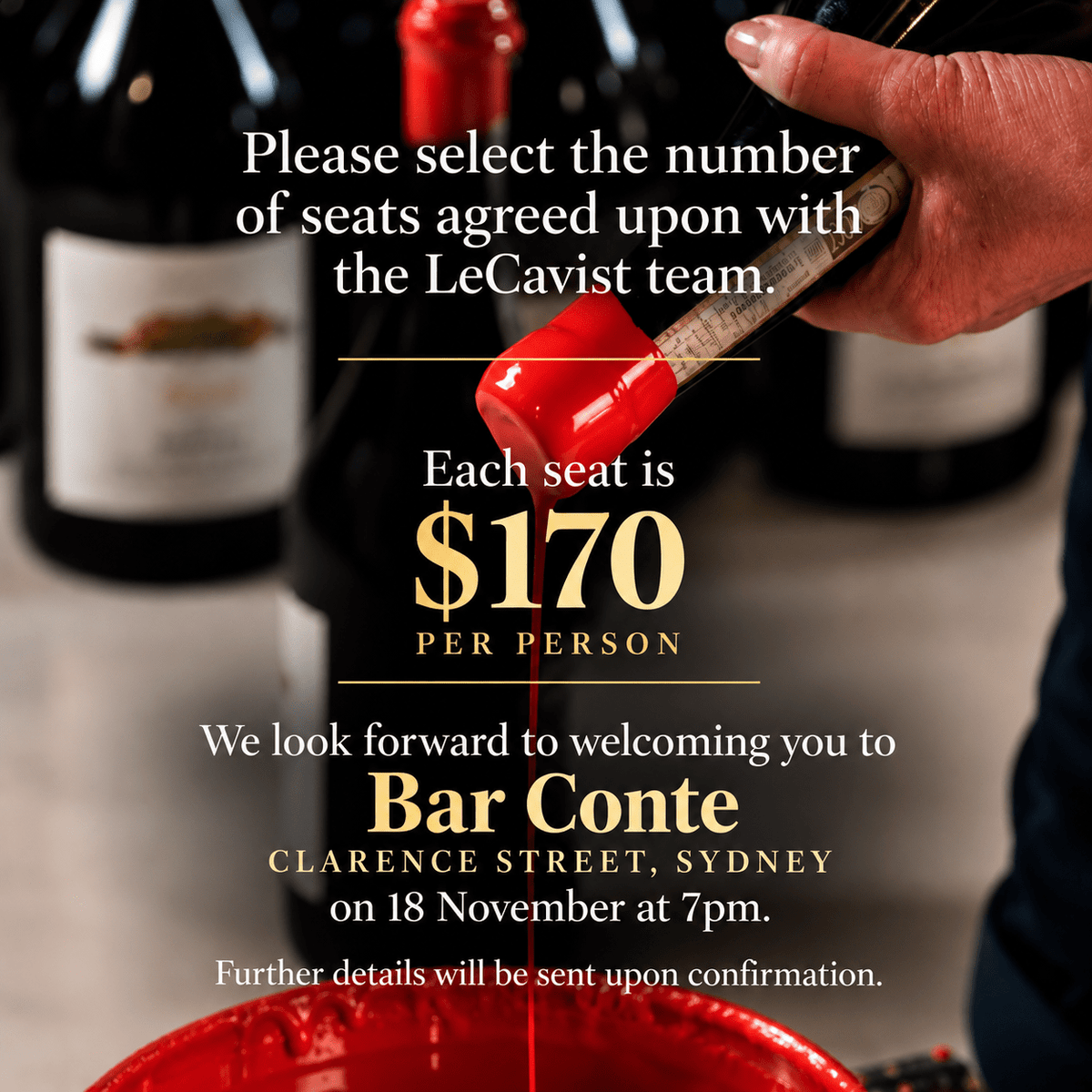 1 x seat to the LeCavist Wine Circle Nebbiolo dinner Sydney 18/11 - LeCavist Wine Cabinets