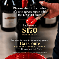 1 x seat to the LeCavist Wine Circle Nebbiolo dinner Sydney 18/11
