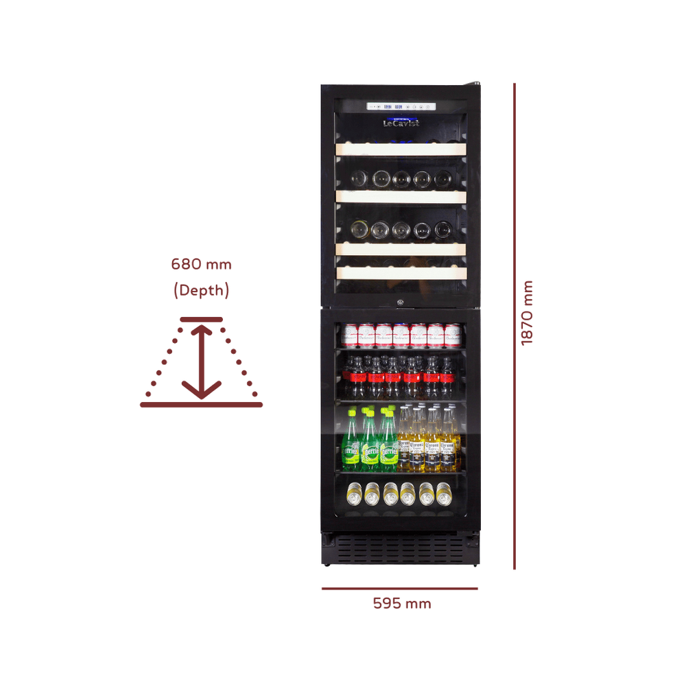 PRODUCT: LECAVIST 220 Bottle Wine Cabinet Dual Zone Black LCS140VN2Z2D