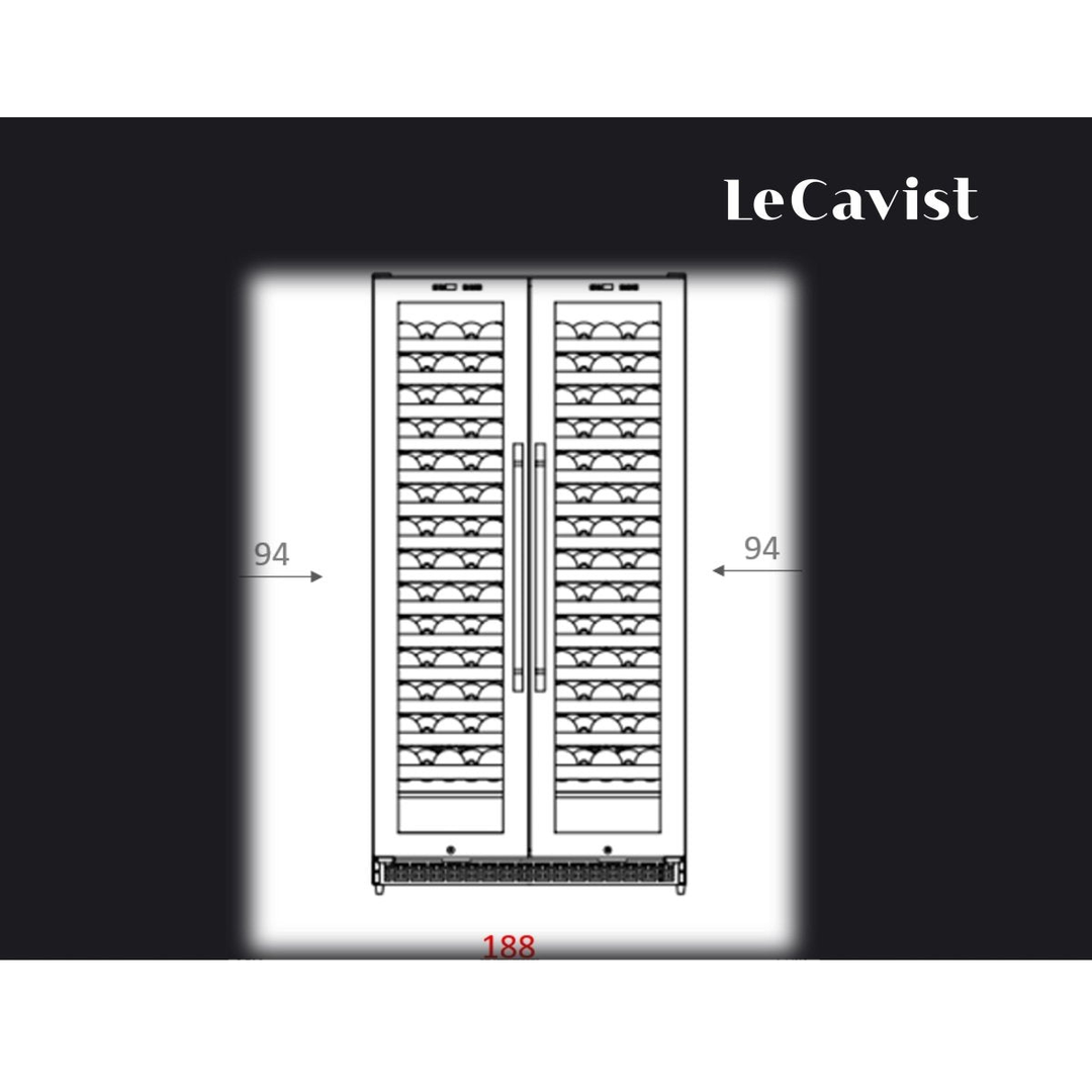 LeCavist Wine Cabinet - 188 Bottle - Dual Zone Side by Side - Built-in - Black - Flexible Beverage & Display Shelves Bundle (LCS200VN2Z2DFLTSH)