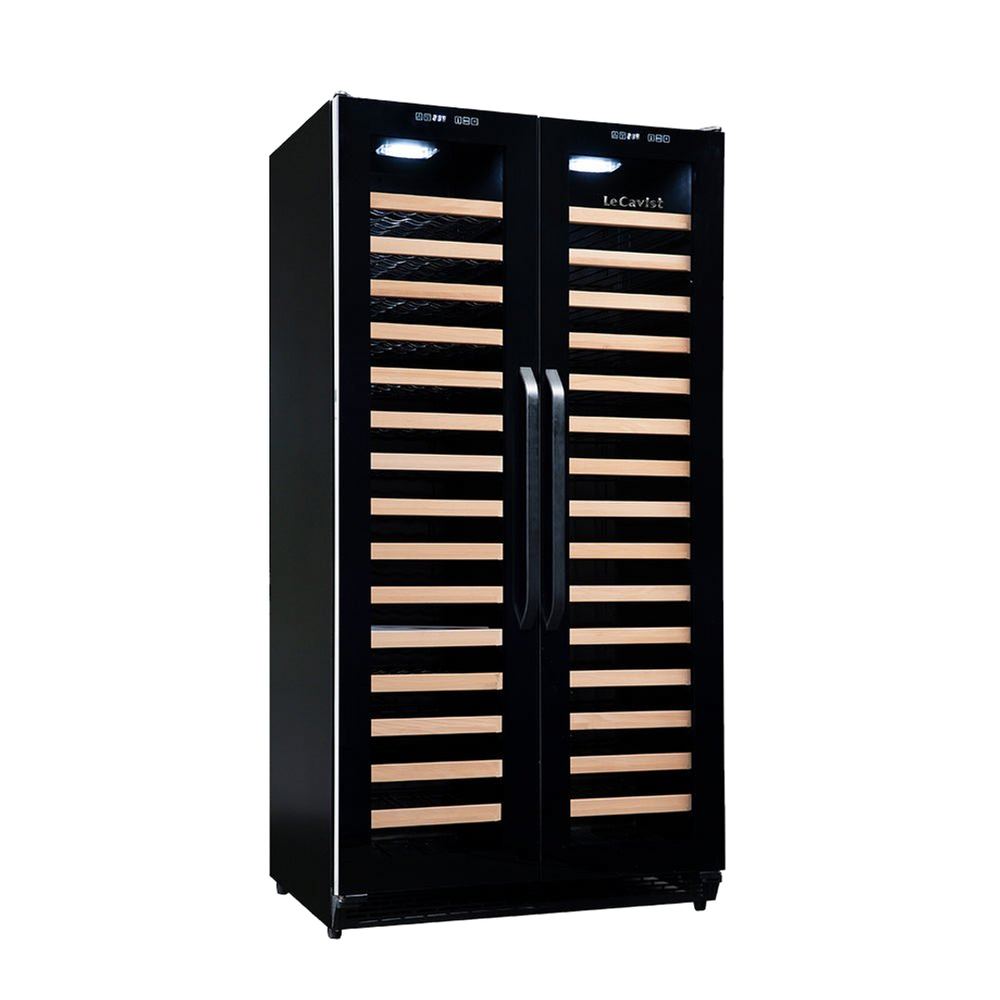 LeCavist Wine Cabinet - 188 Bottle - Dual Zone Side by Side - Built-in - Black - Flexible Beverage & Display Shelves Bundle (LCS200VN2Z2DFLTSH)
