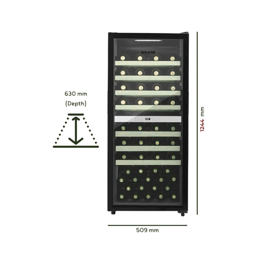 PRODUCT: LECAVIST Wine Cabinet - 77 Bottle - Dual Zone - Freestanding - Black (LEK1052ZPVFS) - Freestanding - Lecavist Wine Cabinets