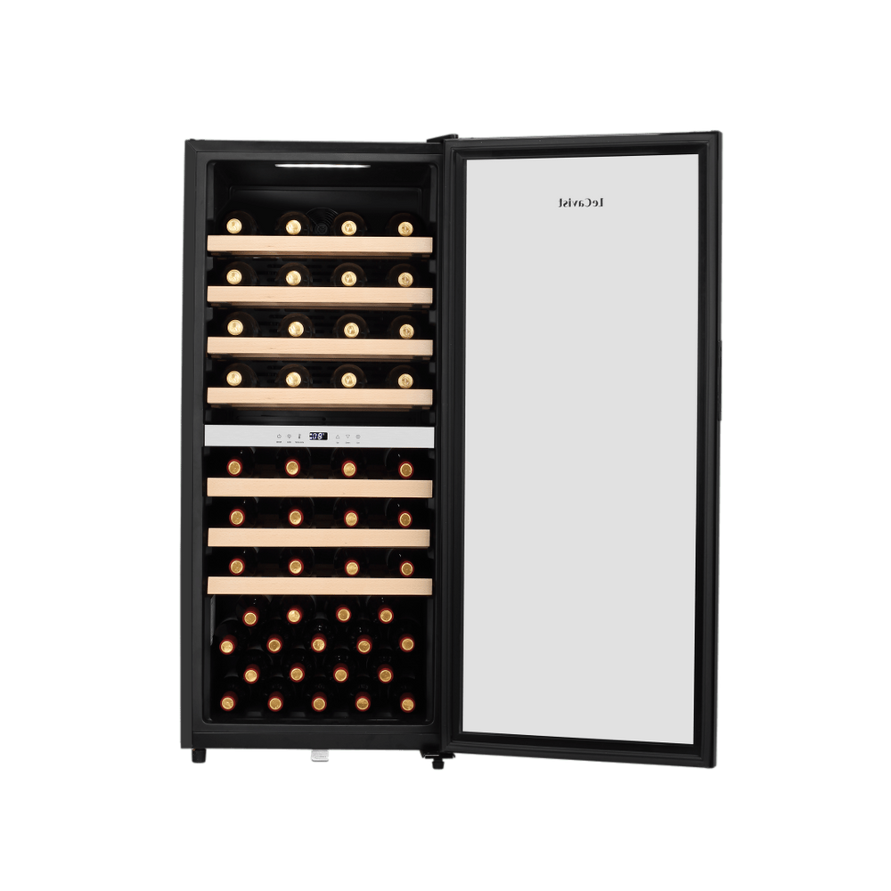PRODUCT: LECAVIST Wine Cabinet - 77 Bottle - Dual Zone - Freestanding - Black (LEK1052ZPVFS) - Freestanding - Lecavist Wine Cabinets
