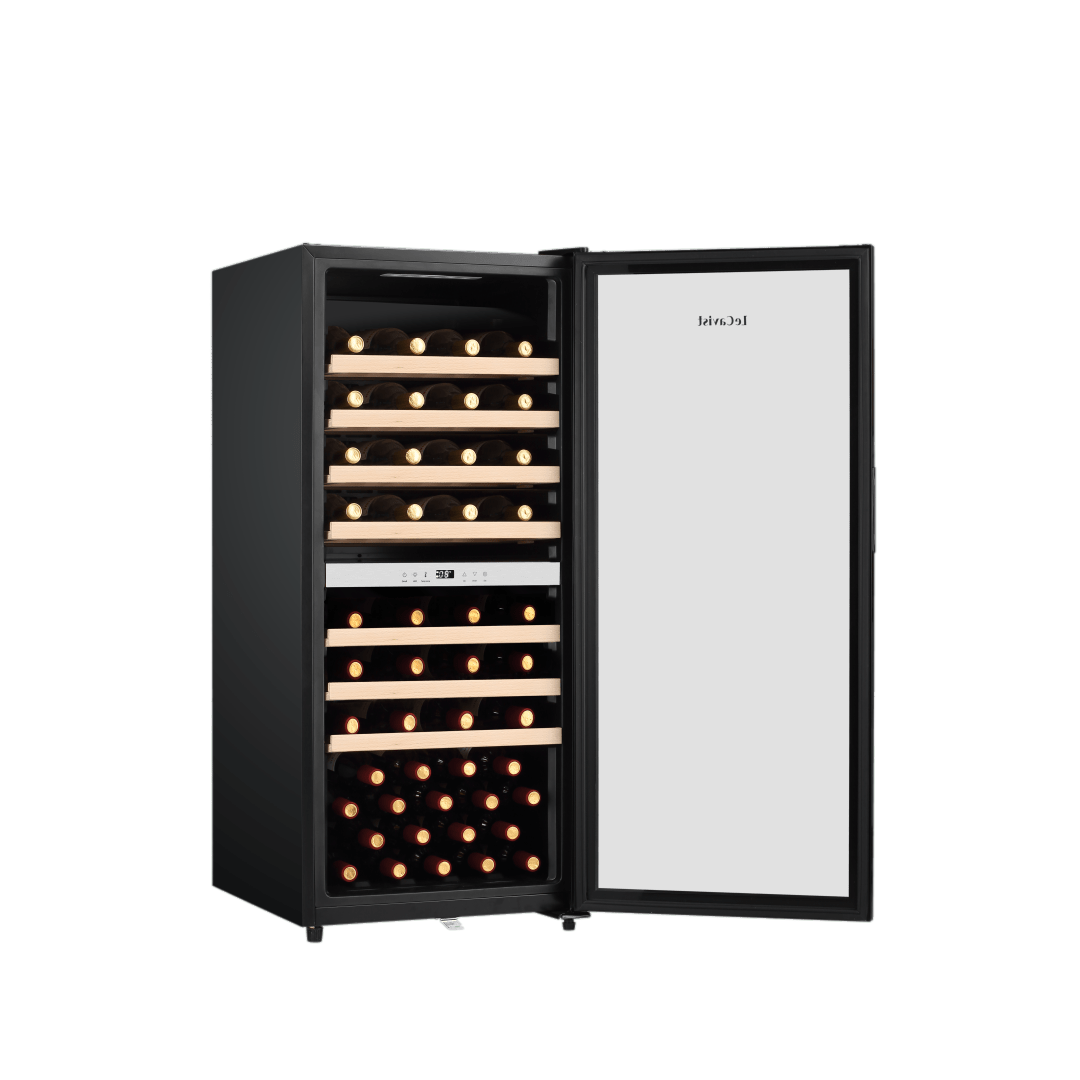 PRODUCT: LECAVIST Wine Cabinet - 77 Bottle - Dual Zone - Freestanding - Black (LEK1052ZPVFS) - Freestanding - Lecavist Wine Cabinets