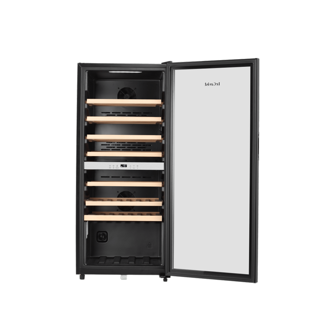 PRODUCT: LECAVIST Wine Cabinet - 77 Bottle - Dual Zone - Freestanding - Black (LEK1052ZPVFS) - Freestanding - Lecavist Wine Cabinets