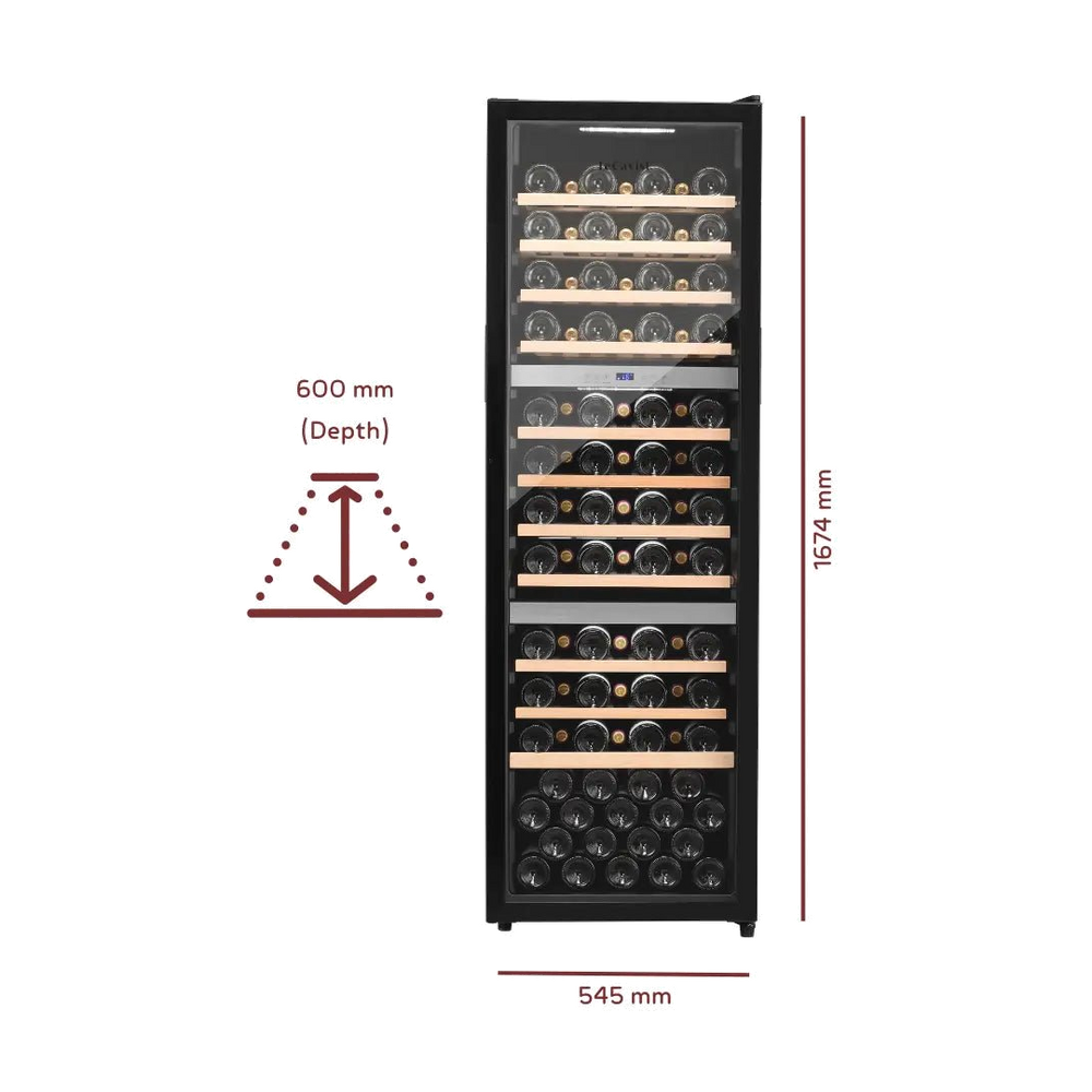 PRODUCT: LECAVIST Wine Cabinet - 98 Bottle - Triple Zone - Freestanding (LEK1403ZPVFS) - Freestanding - Lecavist AU