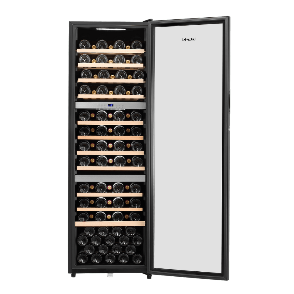 PRODUCT: LECAVIST Wine Cabinet - 98 Bottle - Triple Zone - Freestanding - Black (LEK1403ZPVFS) - Freestanding - Lecavist Wine Cabinets