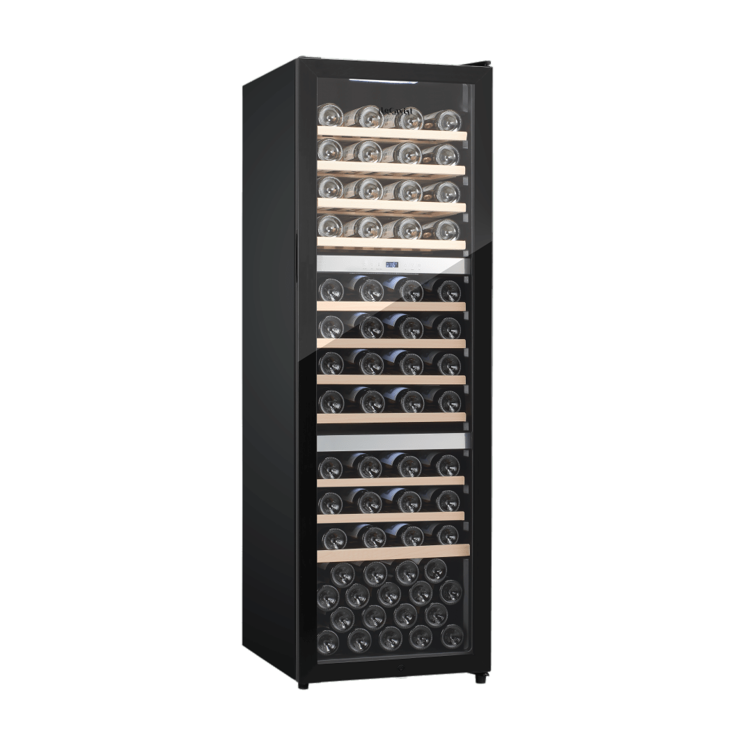 PRODUCT: LECAVIST Wine Cabinet - 98 Bottle - Triple Zone - Freestanding - Black (LEK1403ZPVFS) - Freestanding - Lecavist Wine Cabinets