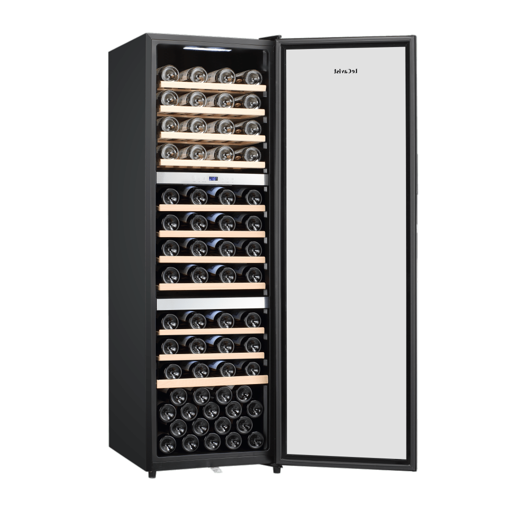 PRODUCT: LECAVIST Wine Cabinet - 98 Bottle - Triple Zone - Freestanding - Black (LEK1403ZPVFS) - Freestanding - Lecavist Wine Cabinets