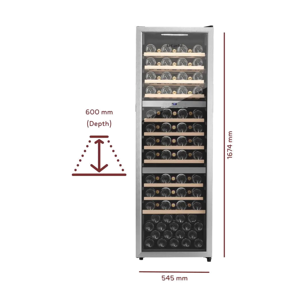 PRODUCT: LECAVIST Wine Cabinet - 98 Bottle - Triple Zone - Freestanding (LEK1403ZPVXFS) - Freestanding - Lecavist AU