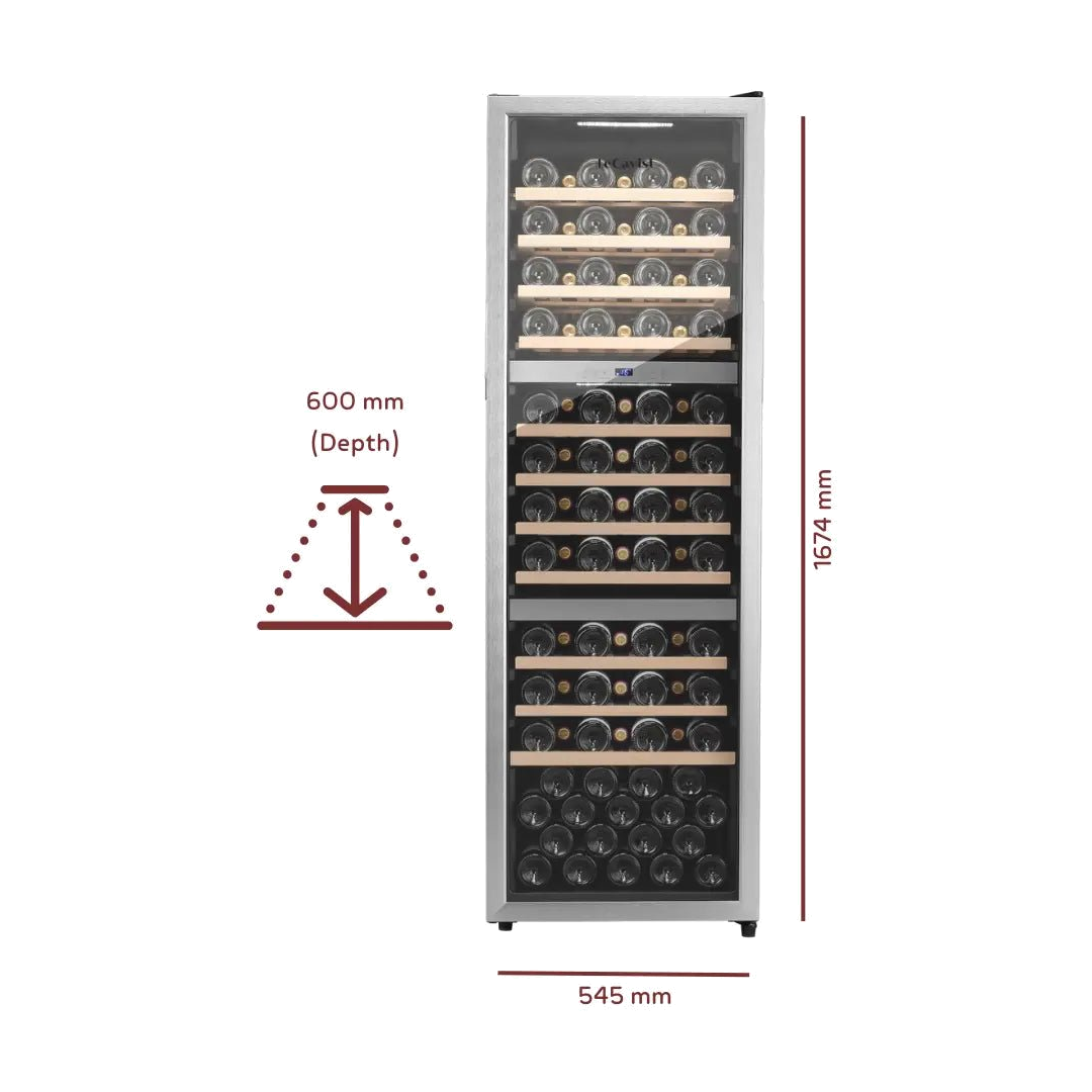 DETAILS: LECAVIST Wine Cabinet - 98 Bottle - Triple Zone - Freestanding (LEK1403ZPVXFS) - Freestanding - Lecavist AU