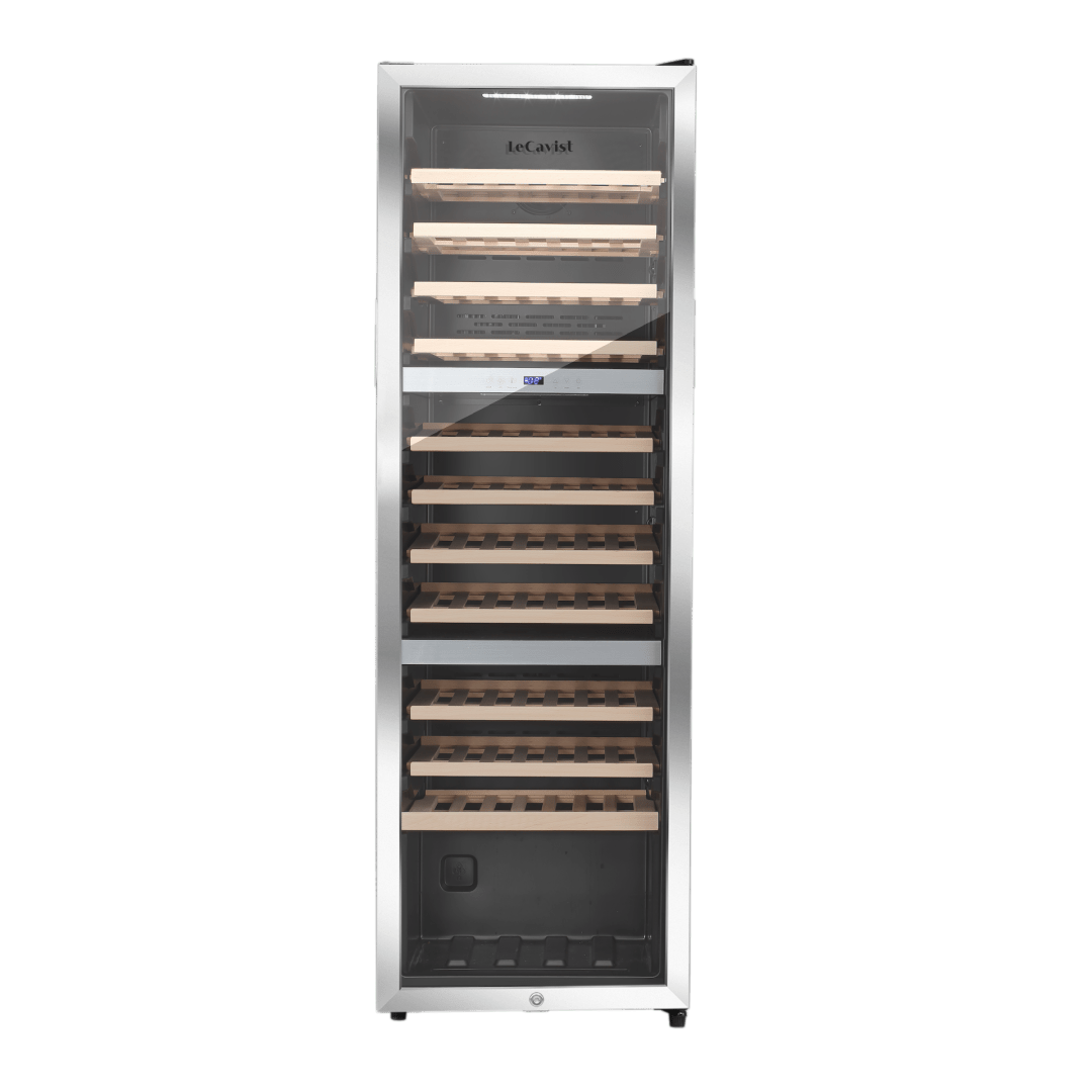 PRODUCT: LECAVIST Wine Cabinet - 98 Bottle - Triple Zone - Freestanding - Stainless Steel (LEK1403ZPVXFS) - Freestanding - Lecavist Wine Cabinets