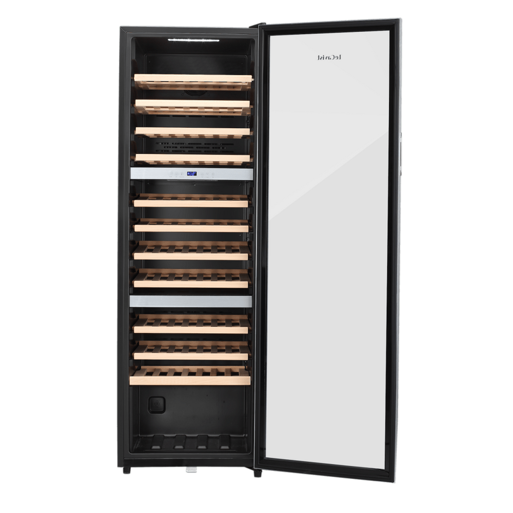 PRODUCT: LECAVIST Wine Cabinet - 98 Bottle - Triple Zone - Freestanding - Stainless Steel (LEK1403ZPVXFS) - Freestanding - Lecavist Wine Cabinets