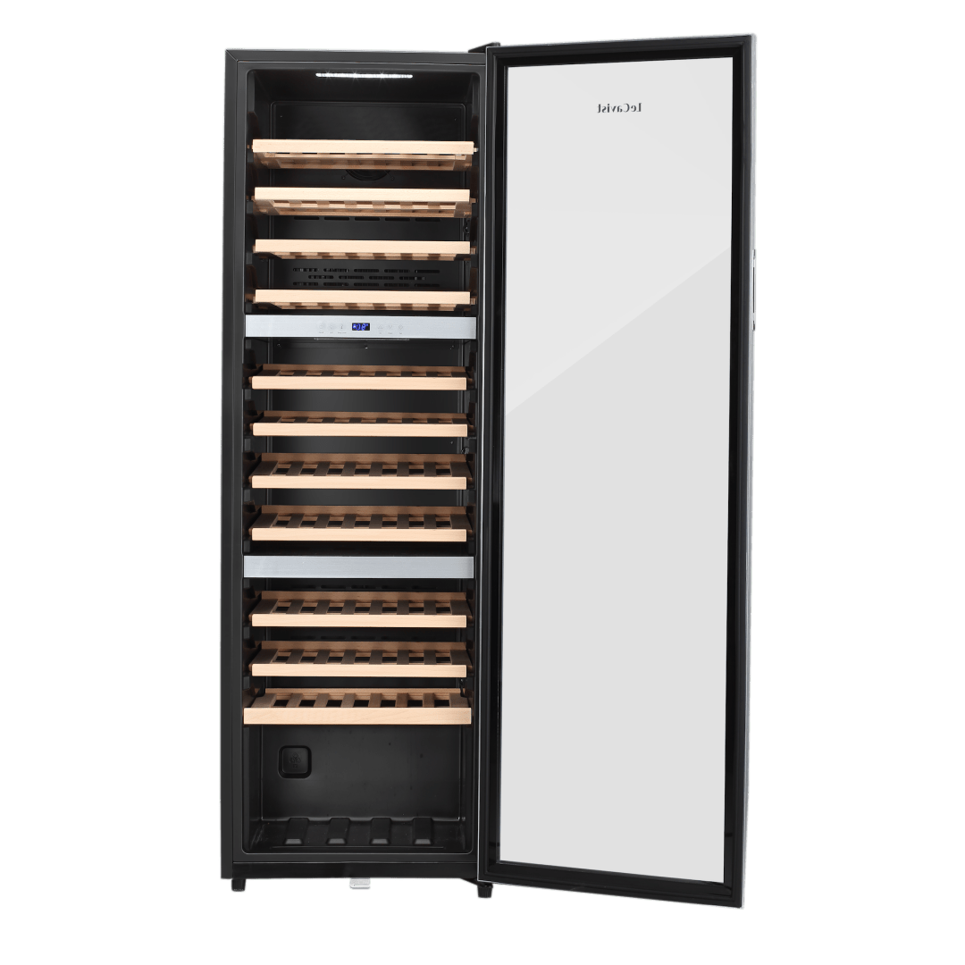 PRODUCT: LECAVIST Wine Cabinet - 98 Bottle - Triple Zone - Freestanding - Stainless Steel (LEK1403ZPVXFS) - Freestanding - Lecavist Wine Cabinets