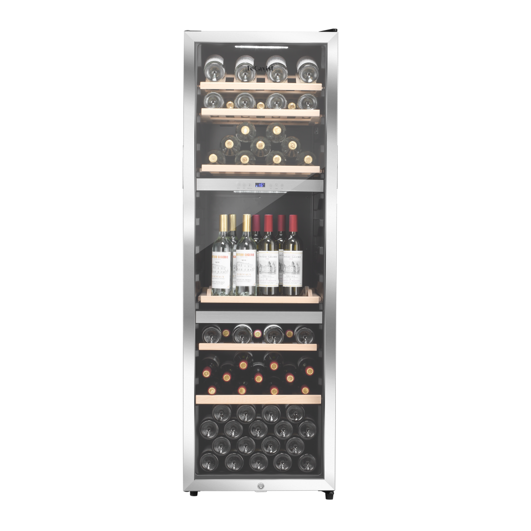 LECAVIST Wine Cabinet Duo- 280 Bottle (2 x 140) - Triple Zone - Freestanding - Stainless Steel (LEK1403ZPVXX2)
