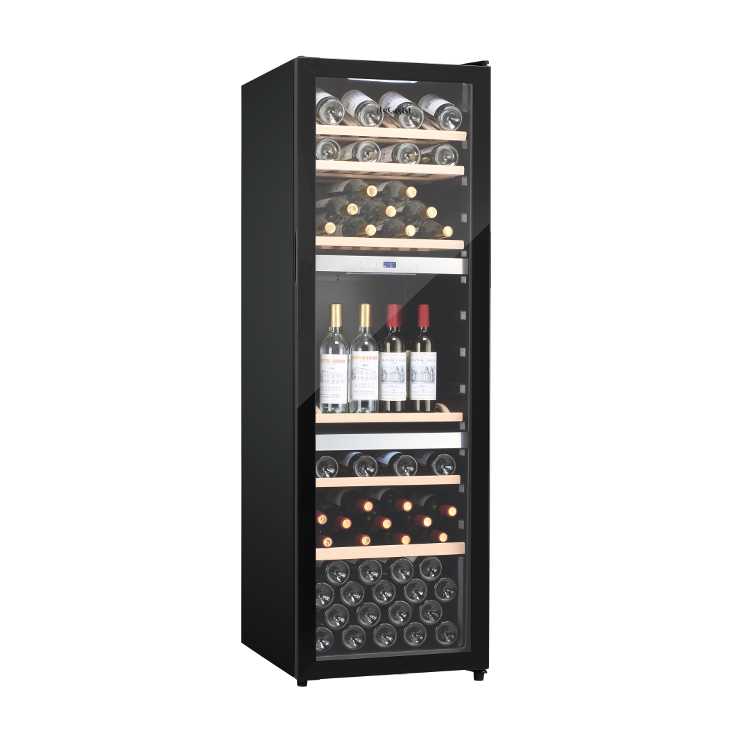 LECAVIST Wine Cabinet Duo - 280 Bottle (2 x 140) - Triple Zone - Freestanding - Black (LEK1403ZPVX2)