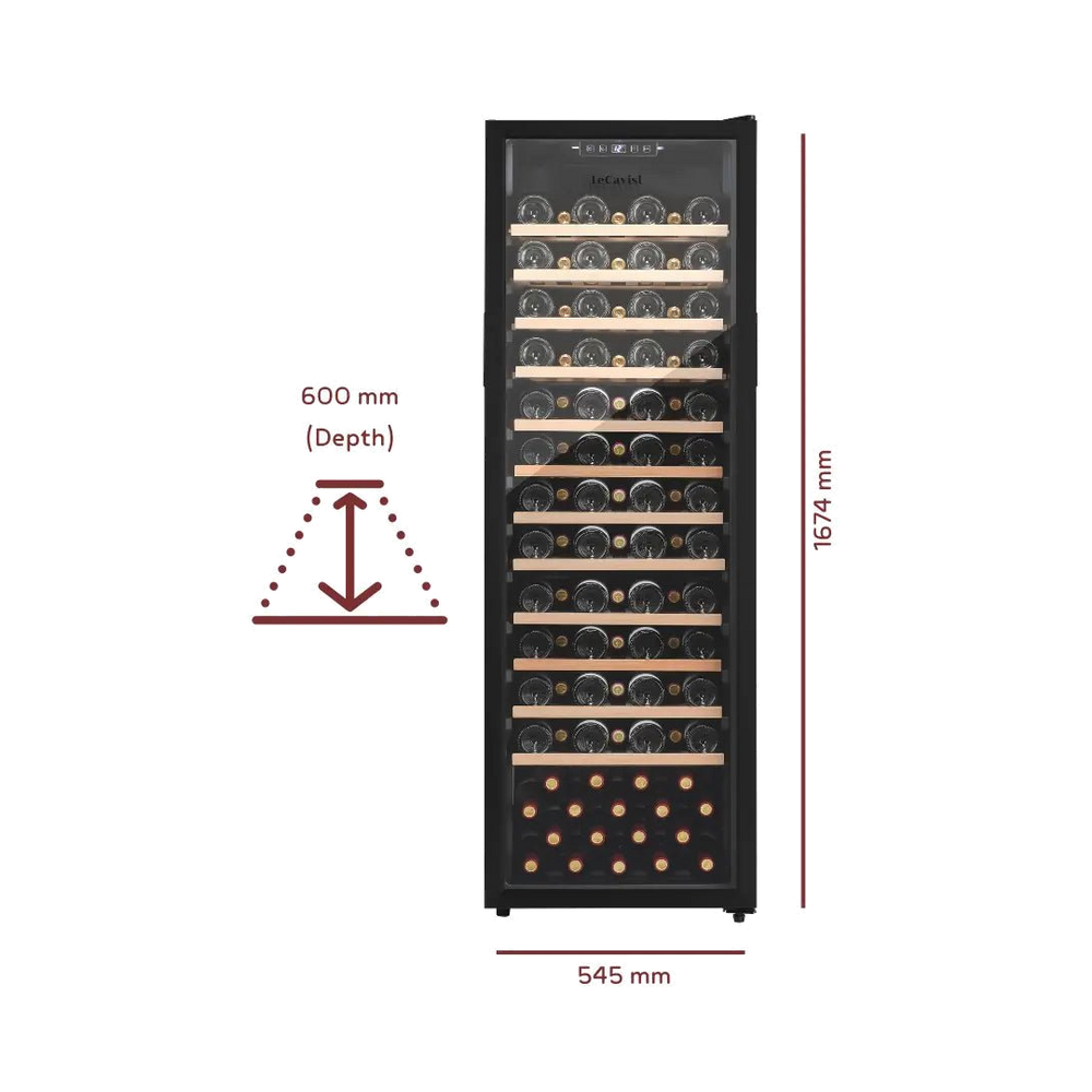 PRODUCT: LECAVIST Wine Cabinet - 109 Bottle - Single Zone - Freestanding (LEK168PVFS) - Freestanding - Lecavist AU
