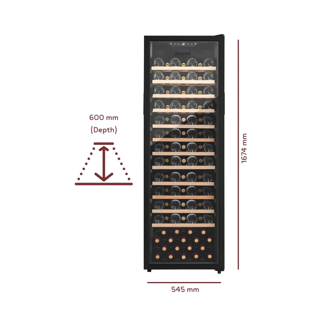 DETAILS: LECAVIST Wine Cabinet - 109 Bottle - Single Zone - Freestanding (LEK168PVFS) - Freestanding - Lecavist AU