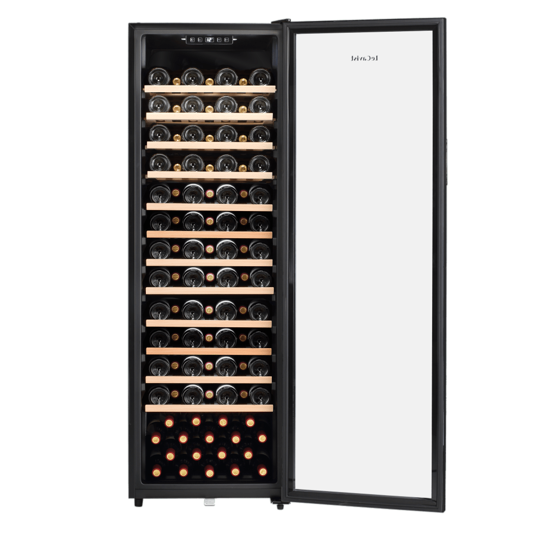 PRODUCT: LECAVIST Wine Cabinet - 109 Bottle - Single Zone - Freestanding - Black (LEK168PVFS) - Freestanding - Lecavist Wine Cabinets