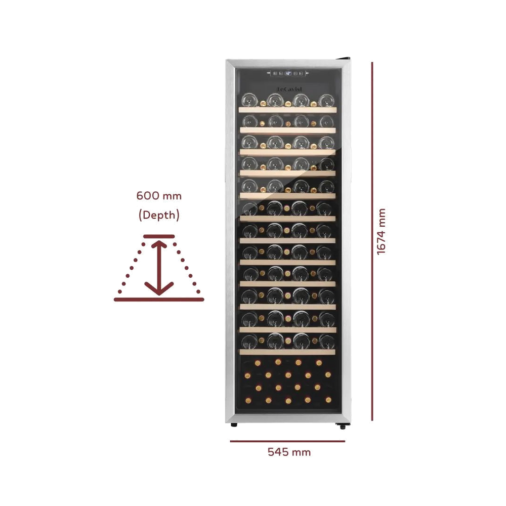 PRODUCT: LECAVIST Wine Cabinet - 109 Bottle - Single Zone - Freestanding (LEK168PVXFS) - Freestanding - Lecavist AU