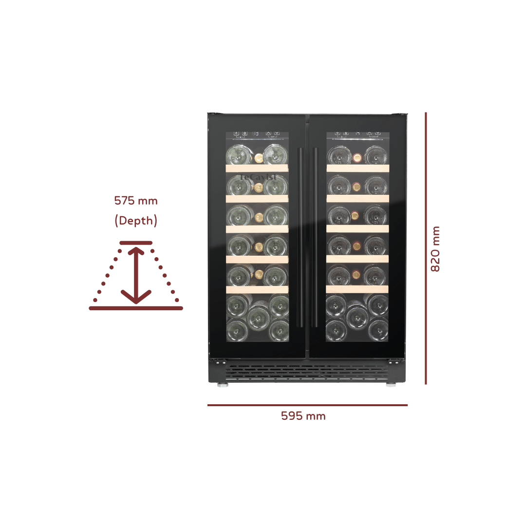 DETAILS: LECAVIST 40 Bottle Wine Cabinet Dual Zone LJ40VN2Z2DBU - Built - In - Lecavist AU