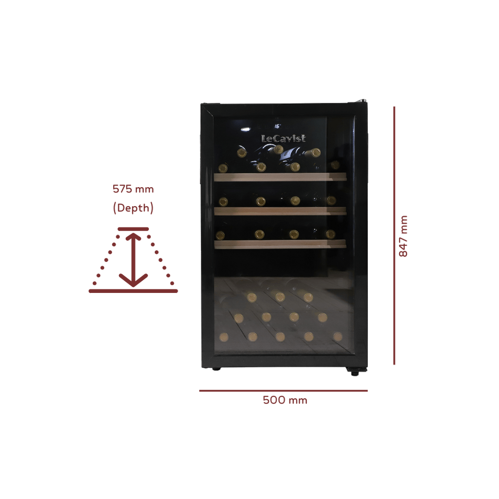 PRODUCT: LECAVIST 63 Bottle Wine Cabinet Single Zone Black LKCV63N - Freestanding - Lecavist AU
