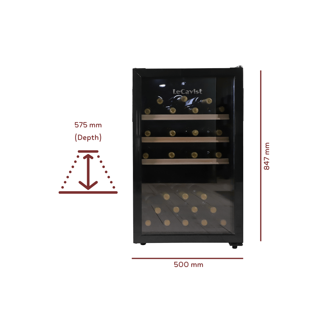 DETAILS: LECAVIST 63 Bottle Wine Cabinet Single Zone Black LKCV63N - Freestanding - Lecavist AU