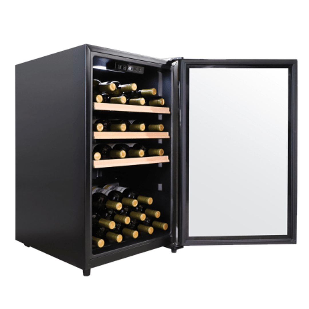 PRODUCT: LECAVIST 63 Bottle Wine Cabinet Single Zone Black LKCV63N - Freestanding - Lecavist