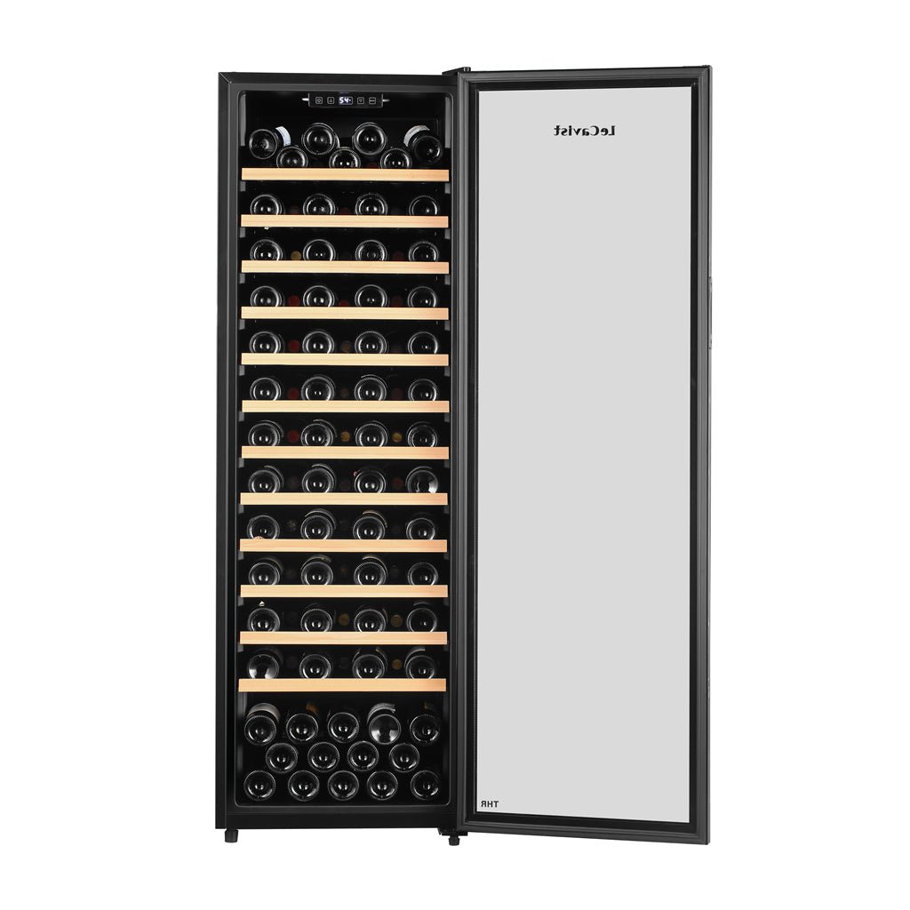 LECAVIST 109 Bottle Wine Cabinet Single Zone Black with Full Shelves LKS168VNFS - Wine Fridges - Lecavist