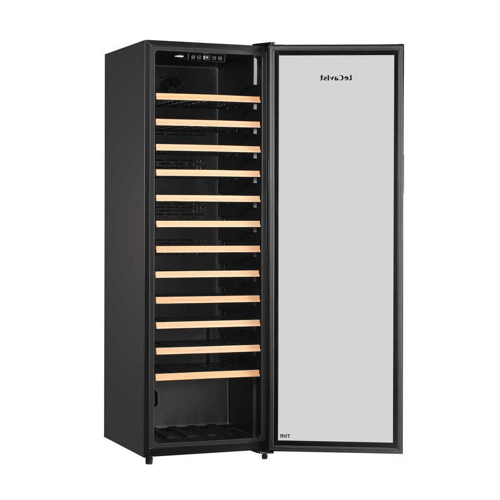 LECAVIST 109 Bottle Wine Cabinet Single Zone Black with Full Shelves LKS168VNFS - Wine Fridges - Lecavist