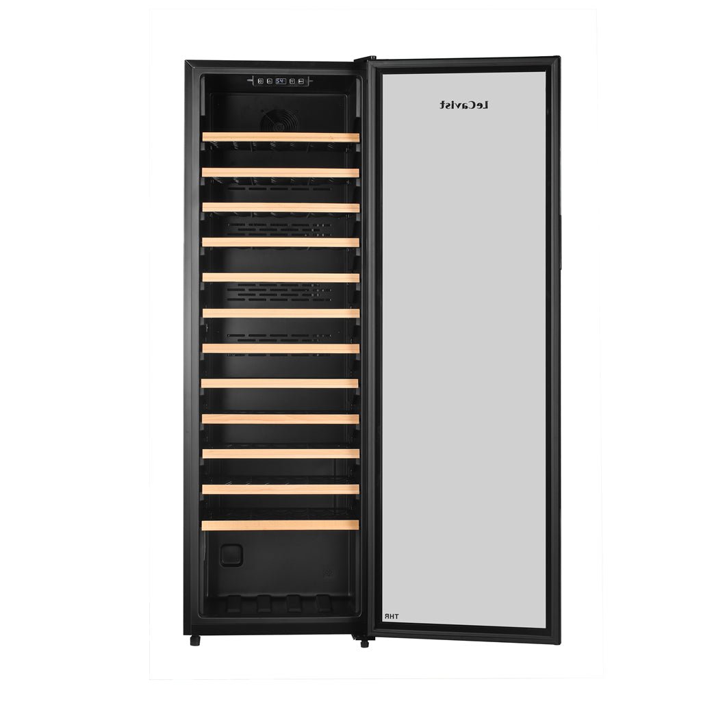 LECAVIST 109 Bottle Wine Cabinet Single Zone Black with Full Shelves LKS168VNFS - Wine Fridges - Lecavist