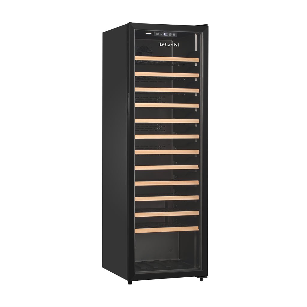 LECAVIST 109 Bottle Wine Cabinet Single Zone Black with Full Shelves LKS168VNFS - Wine Fridges - Lecavist