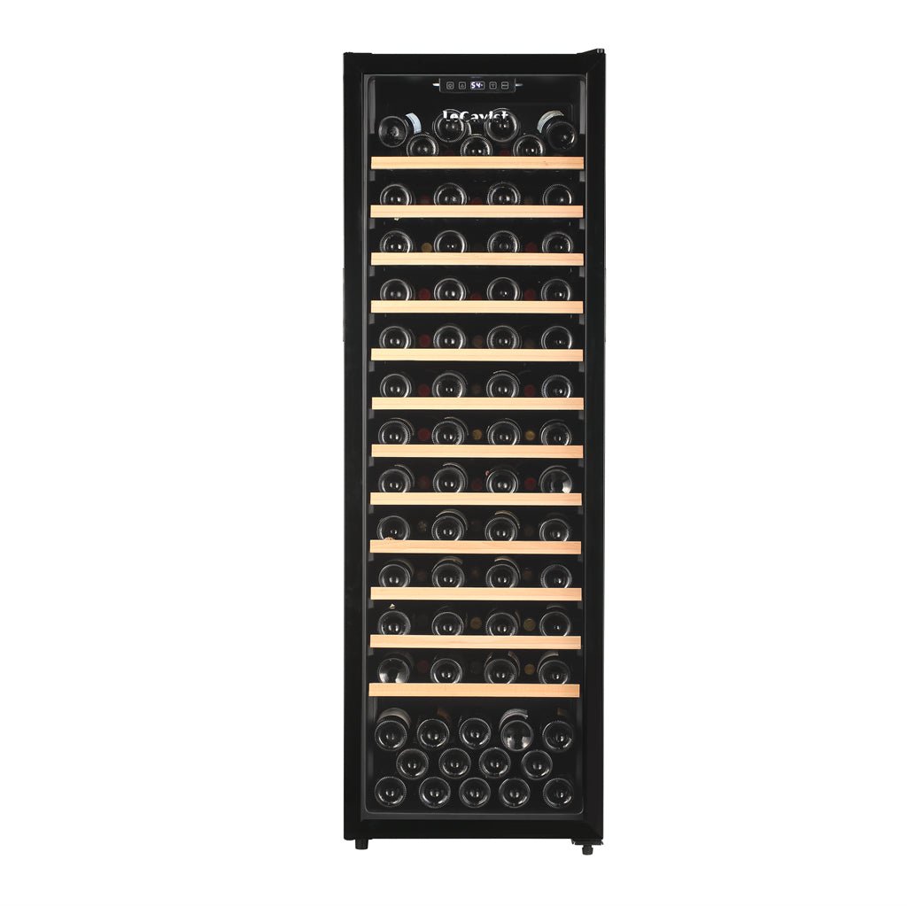 LECAVIST 109 Bottle Wine Cabinet Single Zone Black with Full Shelves LKS168VNFS - Wine Fridges - Lecavist